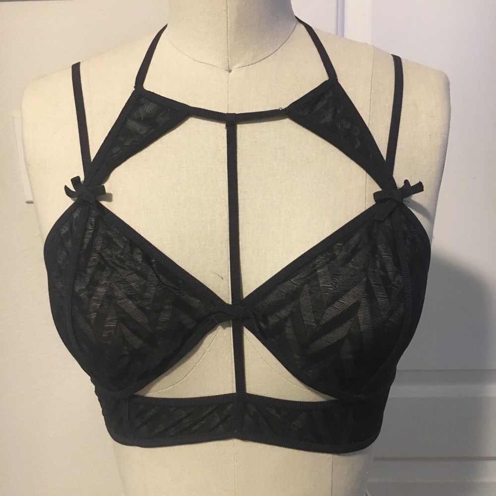 For Love and Lemons Strappy Chevron Bralette S